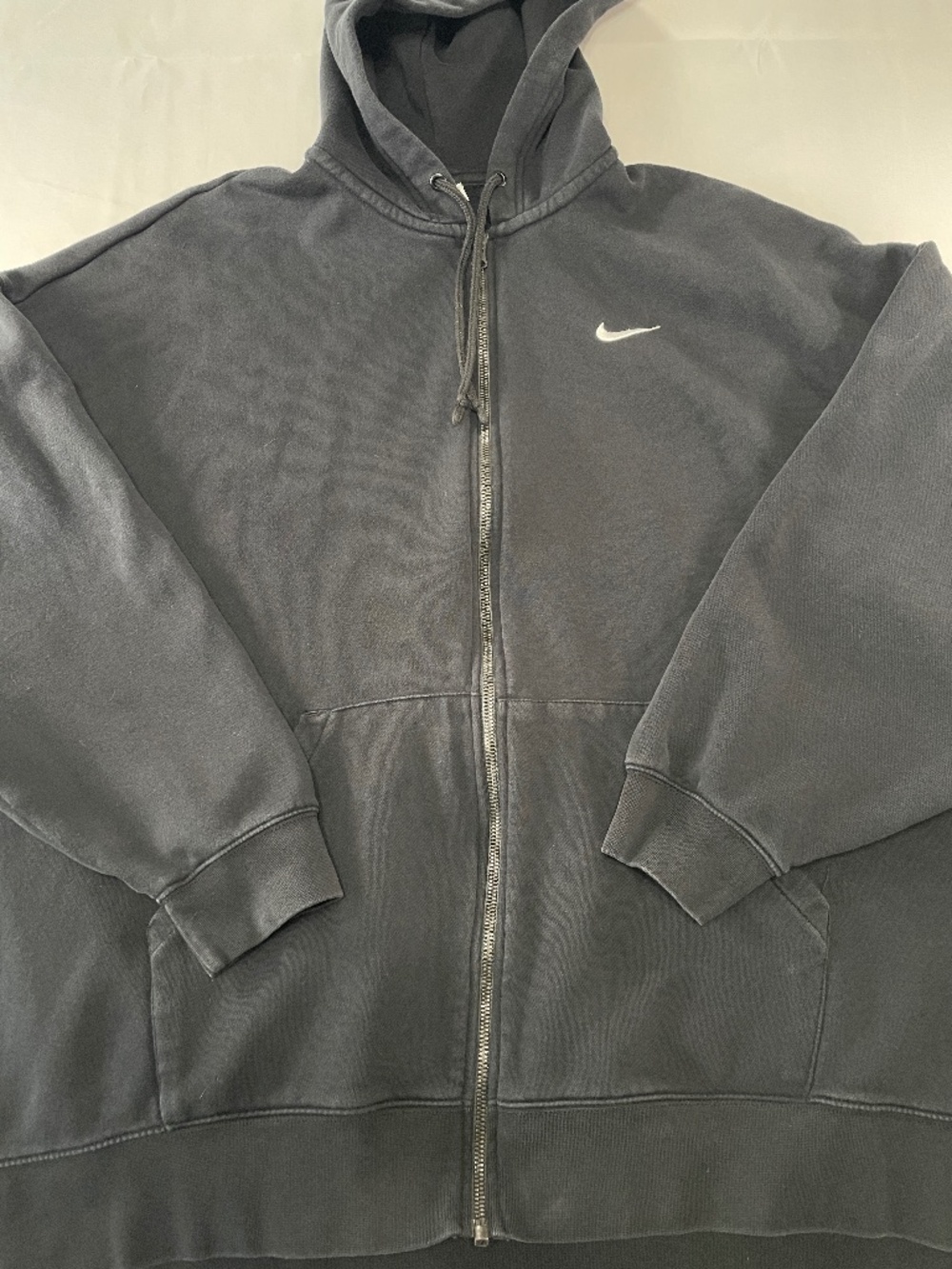 Nike Zip Up Hoodie XL Black Swoosh Full Zip Fleece Sweatshirt Unisex